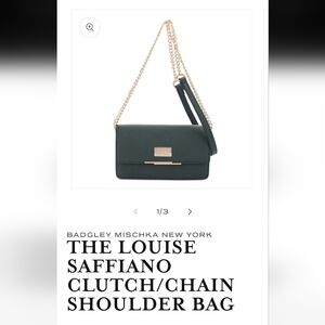 NWT Badgley Mischka The Louise Saffiano Clutch/ Chain Shoulder Bag Green